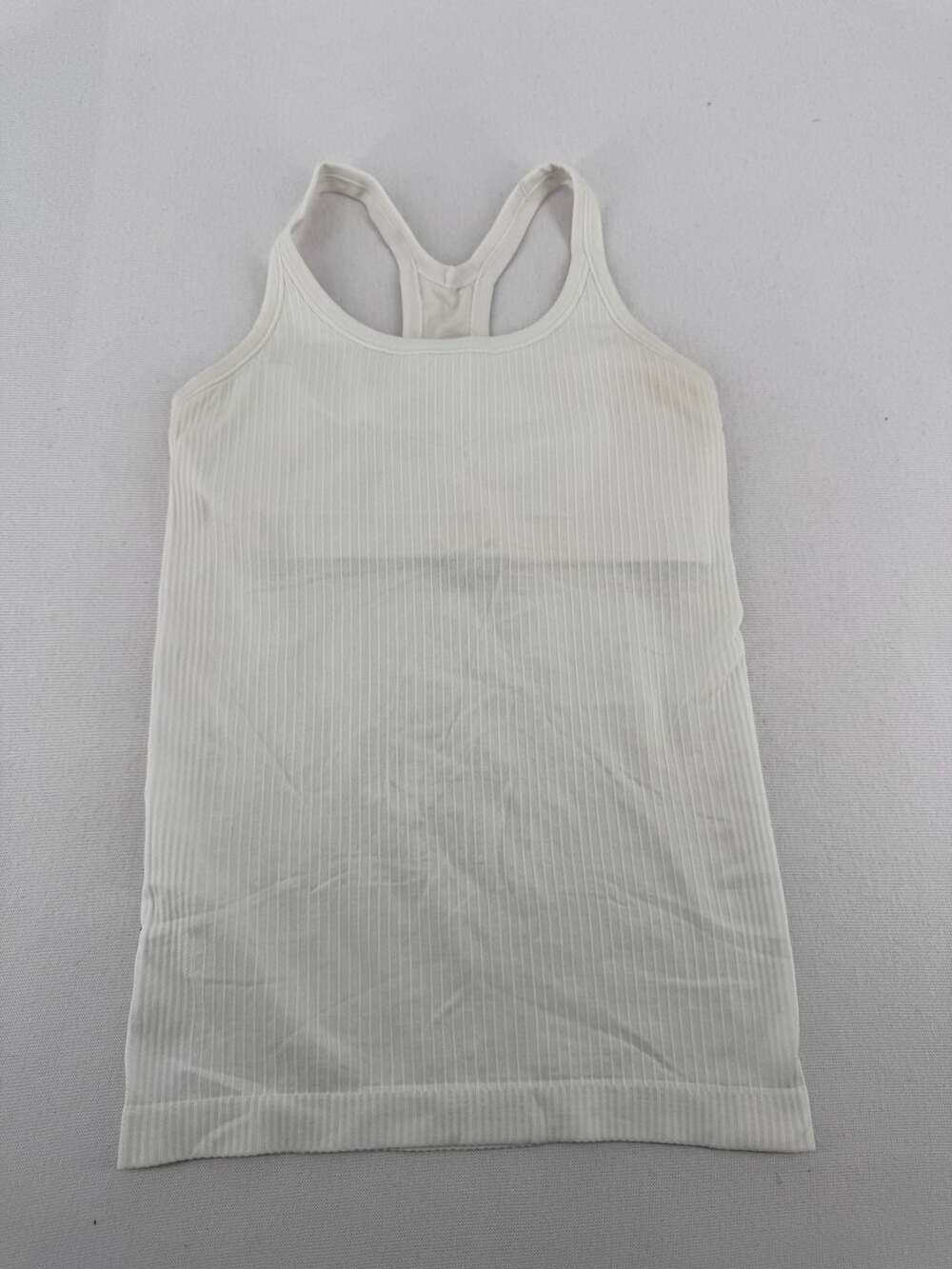Lululemon Ebb to Street Tank Size 4 White Ribbed Built-In Bra
